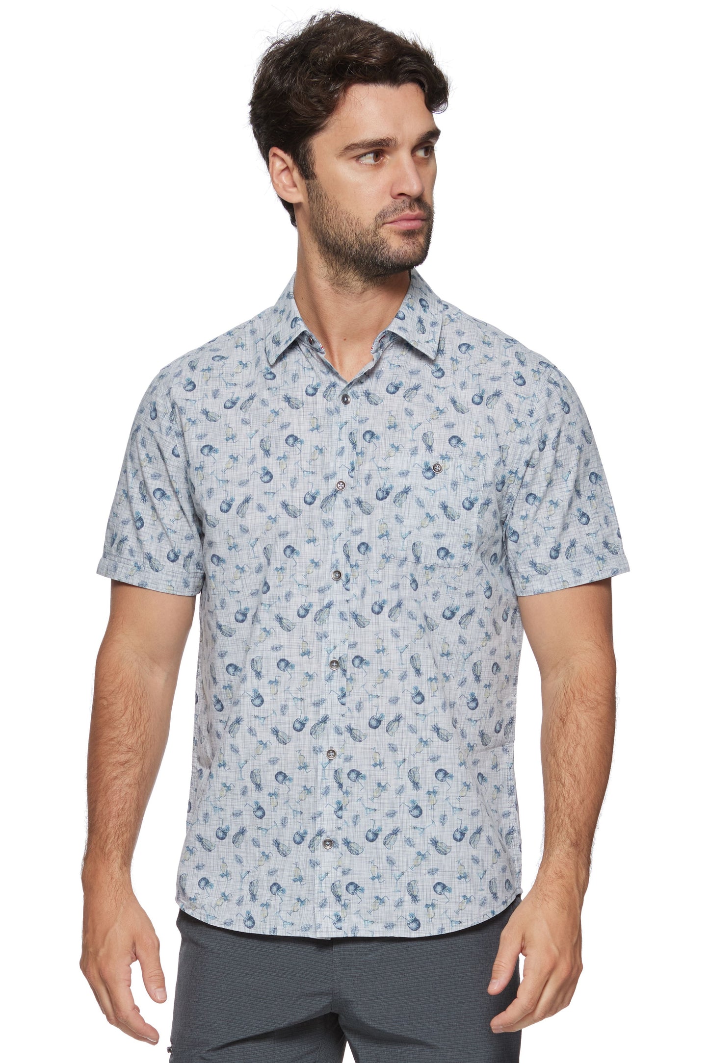 Flag & Anthem Saxton Coconut Print Space Dye Short Sleeve Shirt