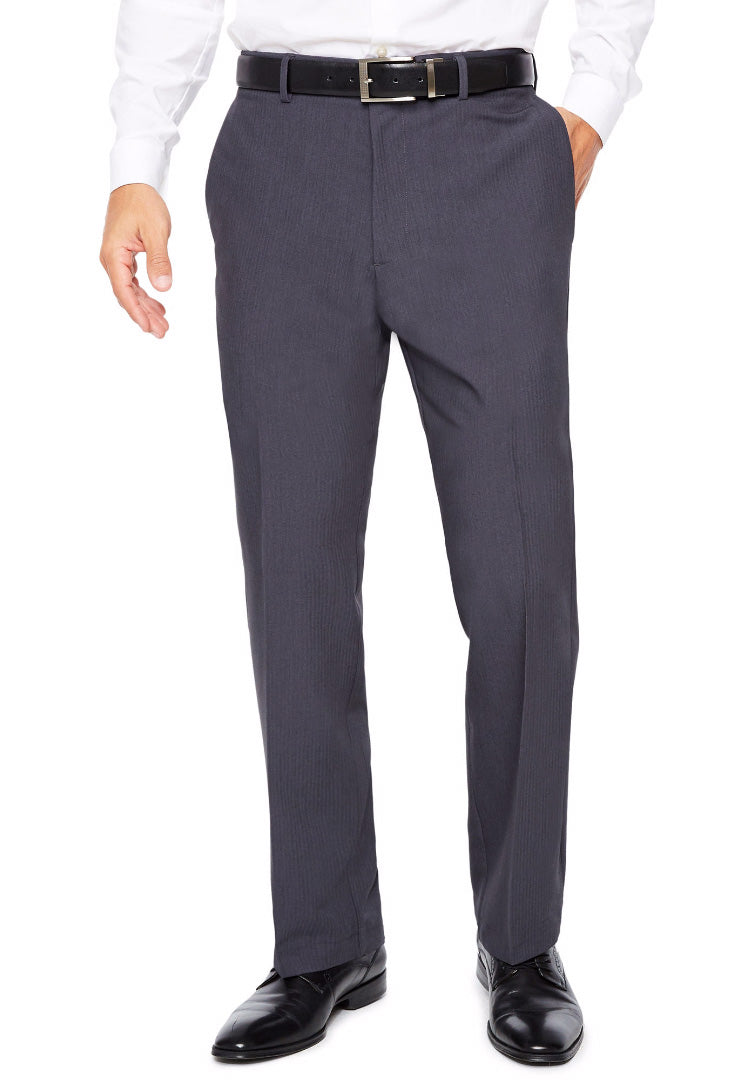 Savane Tailored Fit Active Flex Herringbone Stripe Flat Front Dress Pant