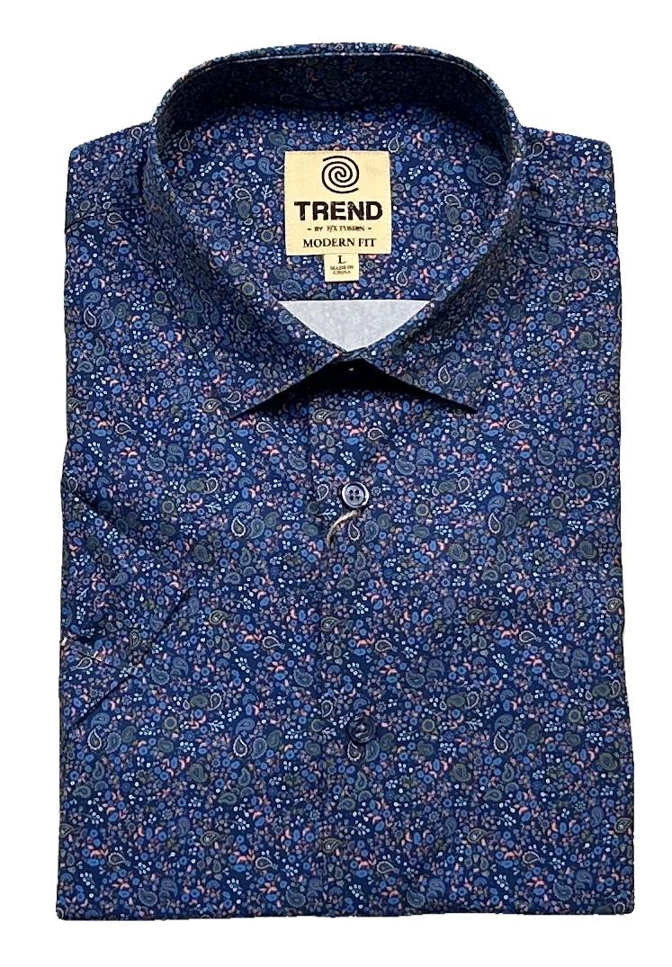 Trend by Fusion Short Sleeve Mini Floral Print Sport Shirt