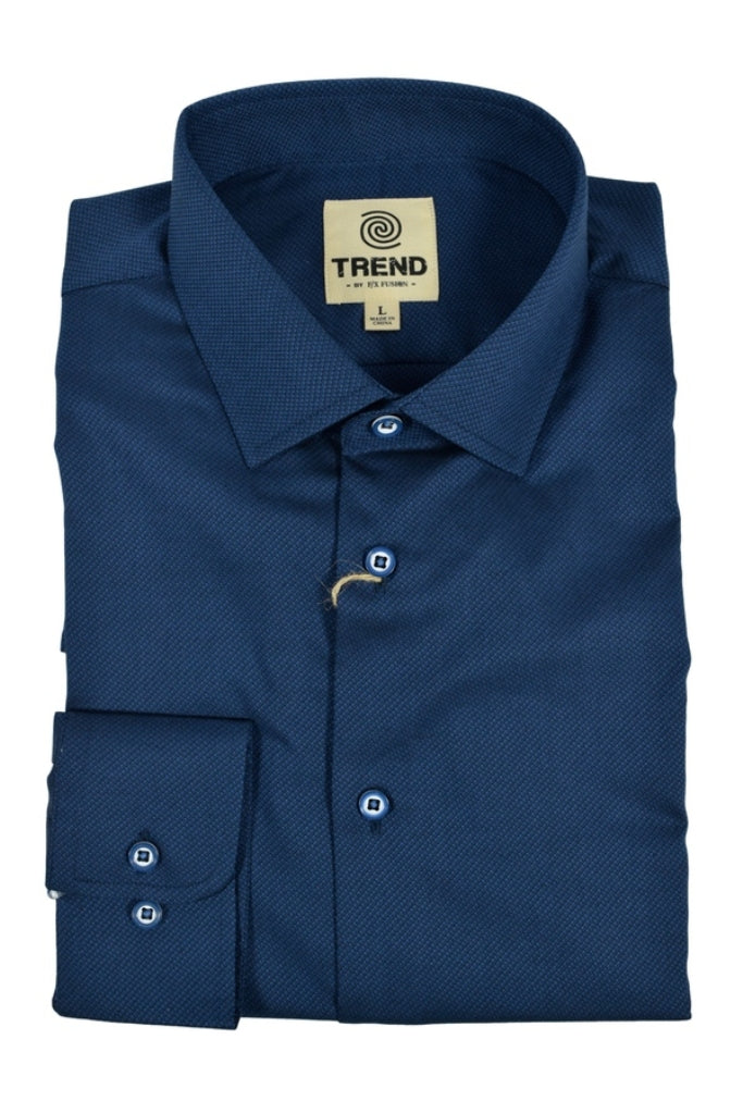 Trend by Fusion Long Sleeve Royal Micro Dot Tall Size Sport Shirt