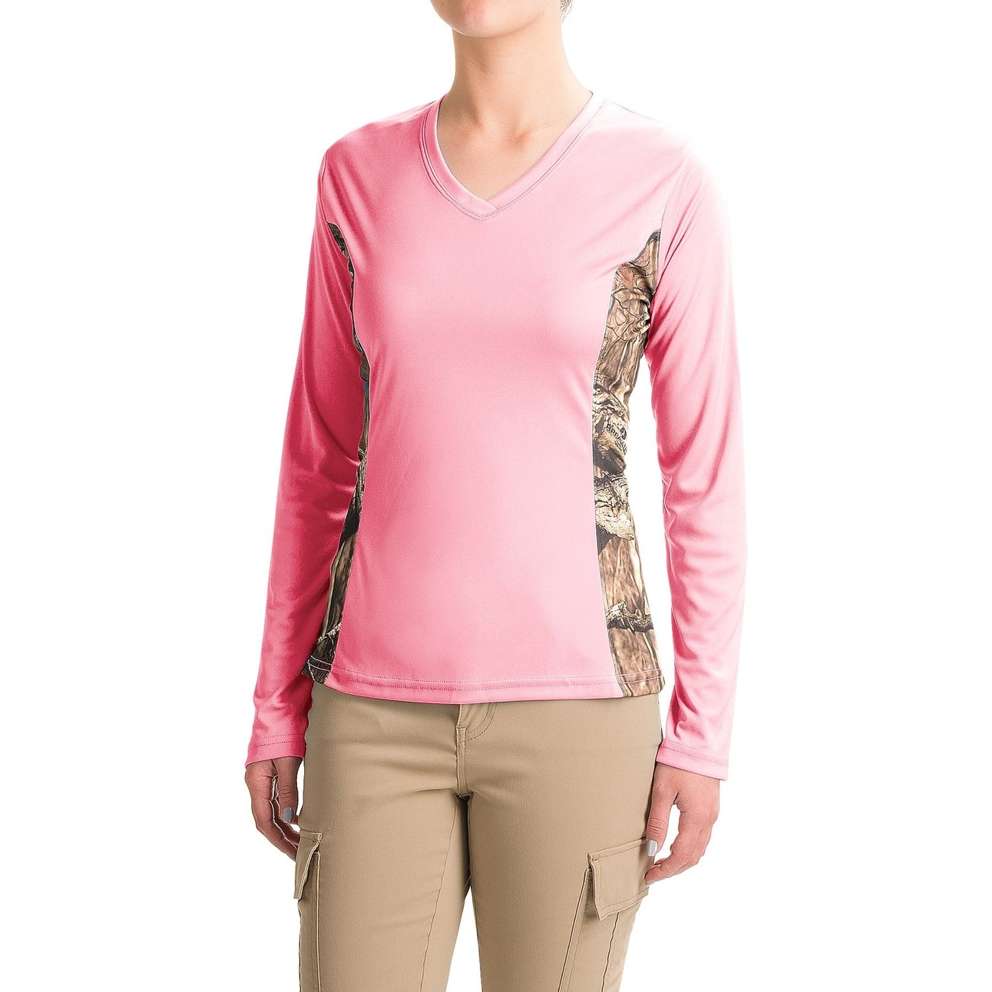 Bimini Bay Outfitters Women's Camo Insert V-Neck Shirt