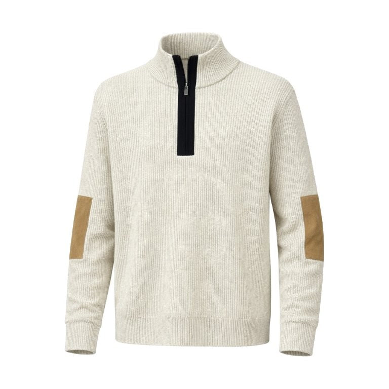 FX Fusion 1/4 Zip Mock Sweater with Contrast Elbow Patches