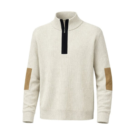 FX Fusion 1/4 Zip Mock Sweater with Contrast Elbow Patches
