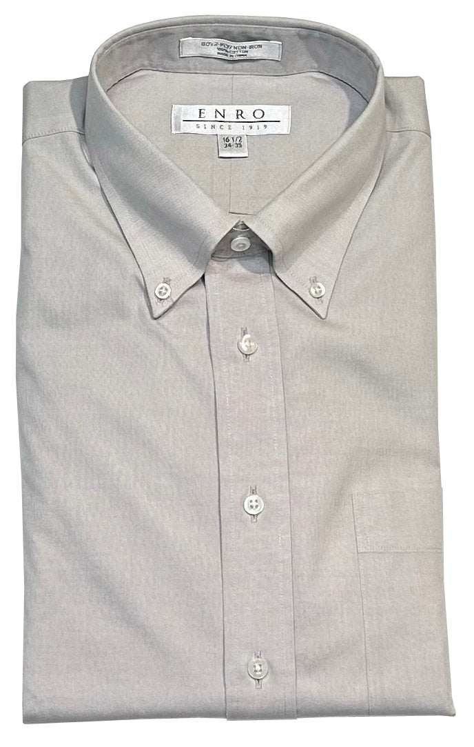 Enro Button Down Collar Non-Iron Long Sleeve Dress Shirt British Tan / 16.5 36/37 Enro Button Down Collar Non-Iron Long Sleeve Dress Shirt British Tan / 16.5 36/37
