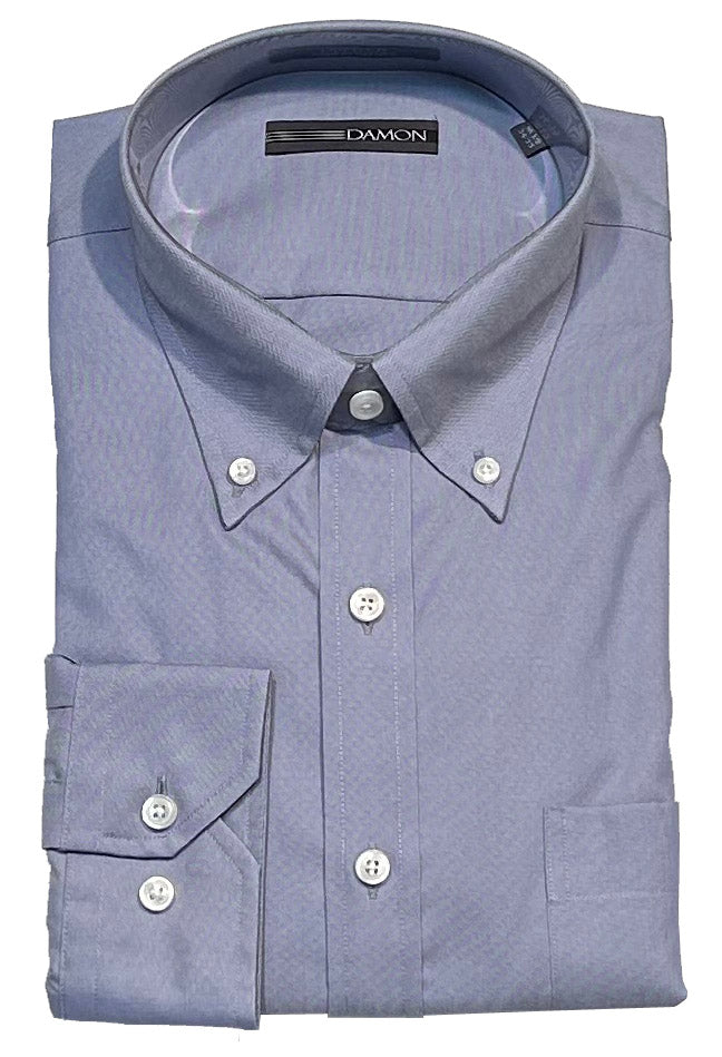Damon Pinpoint Oxford Solid Color Long Sleeve Dress Shirt