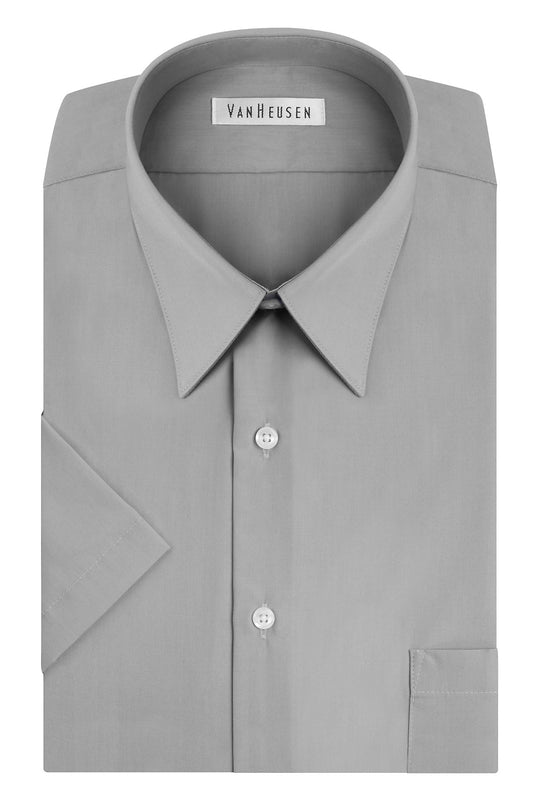 Van Heusen Regular Fit Short Sleeve Poplin Dress Shirt