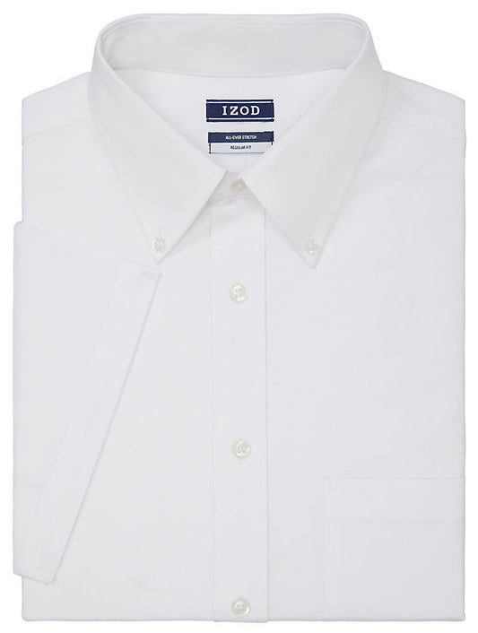 IZOD All-Over-Stretch Regular Fit Short Sleeve Dress Shirt