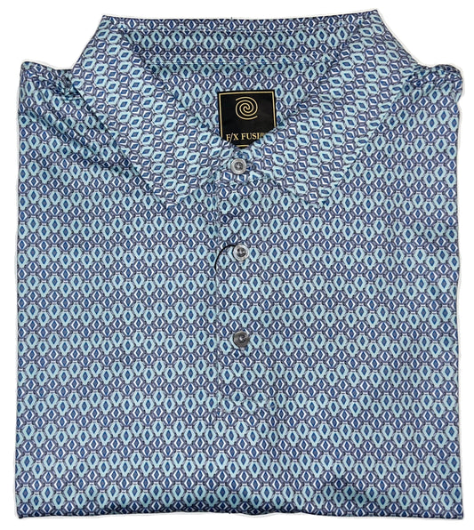 FX Fusion 'Diamonds All Around' Printed Short Sleeve Golf Polo Shirt