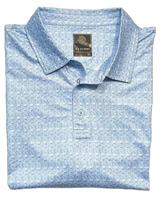 FX Fusion 'Basketweave' Printed Short Sleeve Golf Polo Shirt