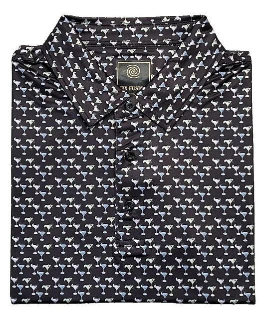 FX Fusion 'Martini Time' Printed Short Sleeve Golf Polo Shirt
