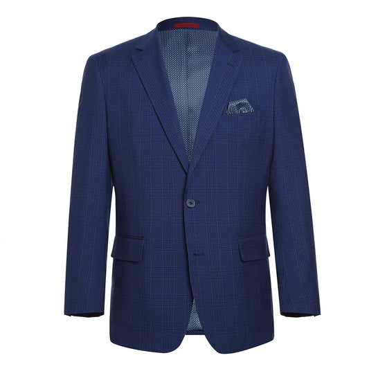 Renoir Blue Windowpane Classic Fit Sport Coat