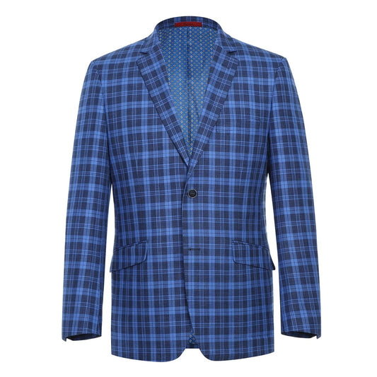 Renoir Royal Blue Plaid Slim Fit Sport Coat