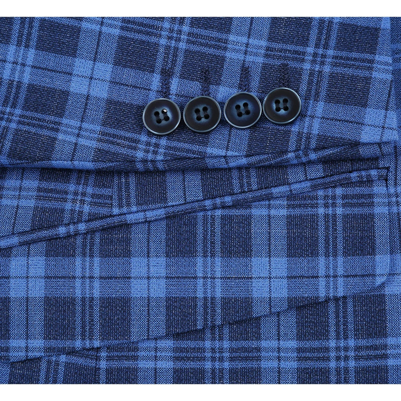Renoir Royal Blue Plaid Slim Fit Sport Coat