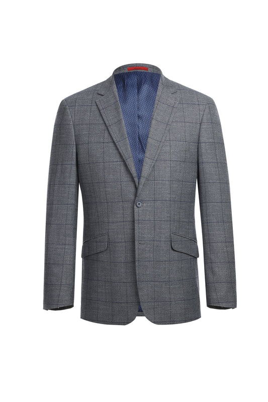 Renoir Gray Windowpane Slim Fit Sport Coat