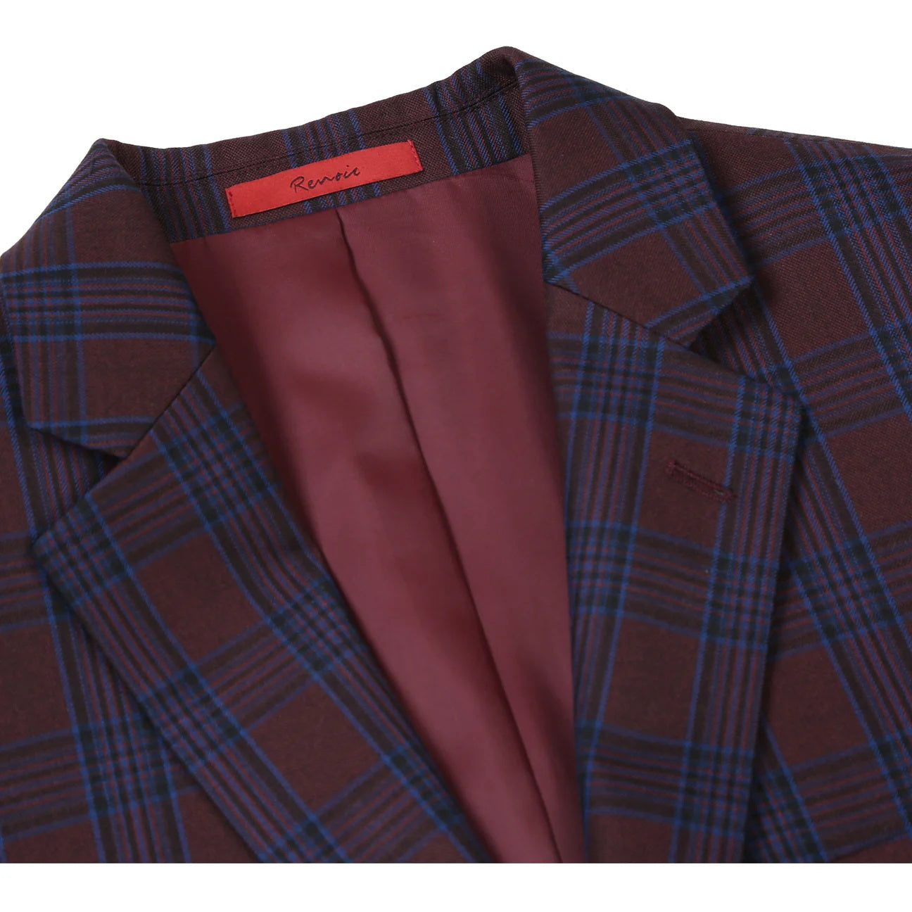 Renoir Burgundy Plaid Slim Fit Sport Coat