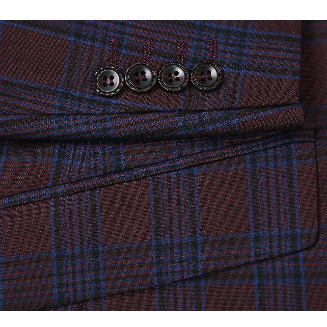 Renoir Burgundy Plaid Slim Fit Sport Coat