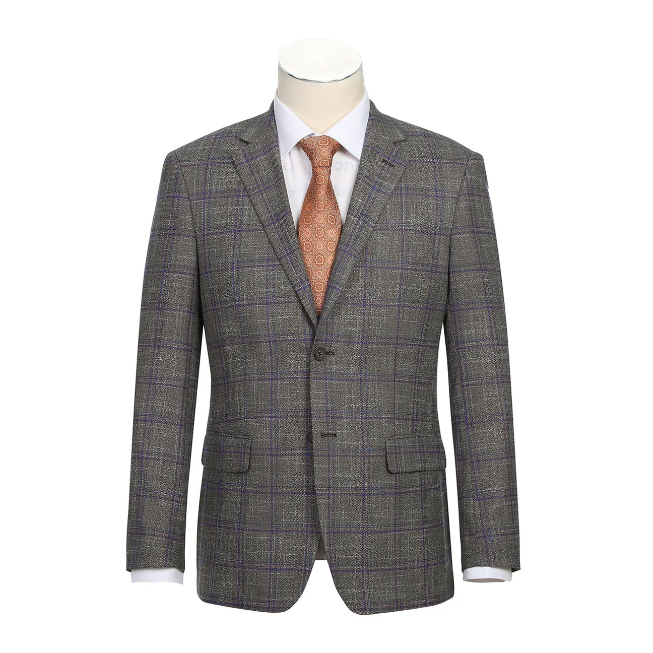 Renoir Brown Windowpane Slim Fit Sport Coat
