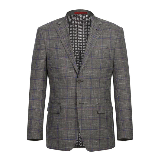 Renoir Brown Windowpane Slim Fit Sport Coat