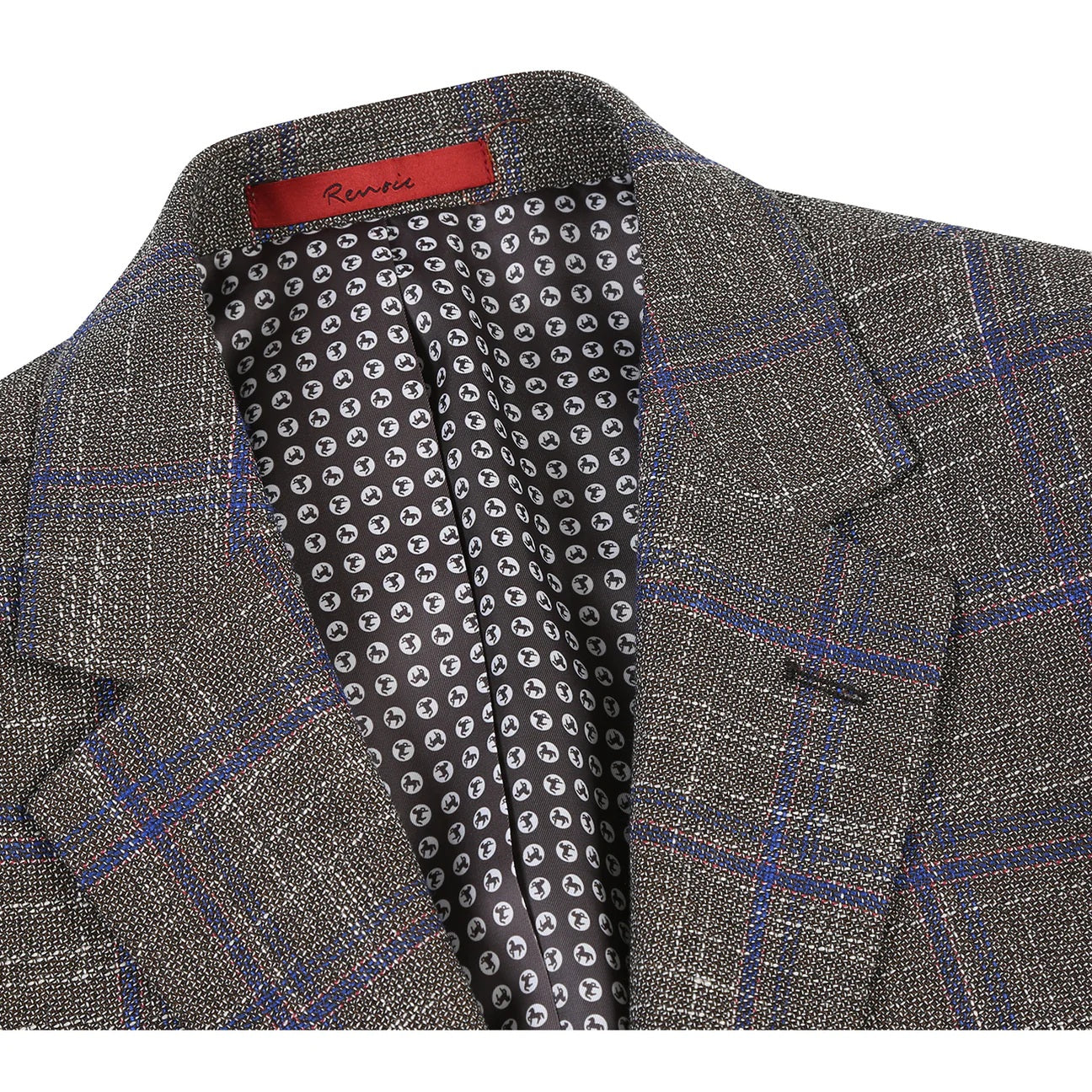 Renoir Brown Windowpane Slim Fit Sport Coat