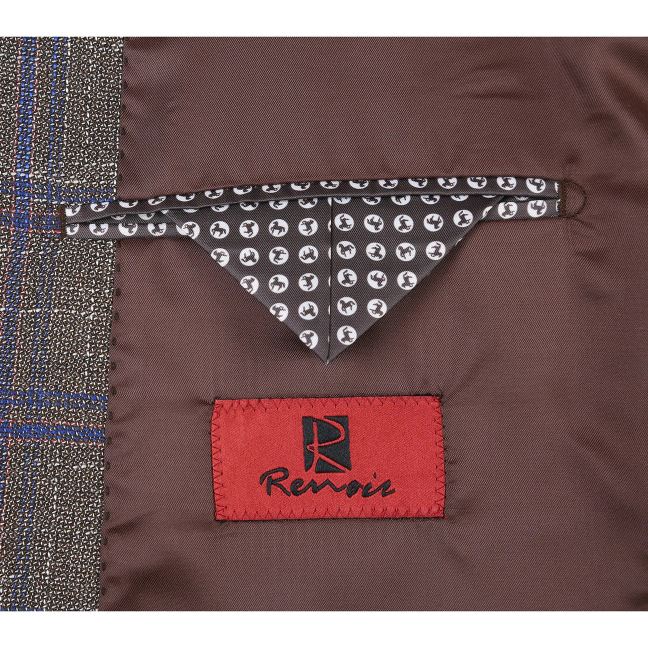 Renoir Brown Windowpane Slim Fit Sport Coat