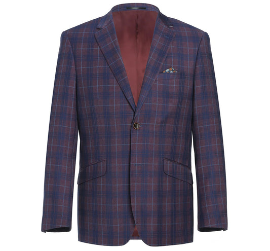 Renoir Plum Plaid Slim Fit Sport Coat