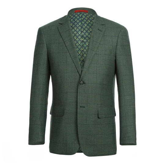 Renoir Green Windowpane Slim Fit Sport Coat