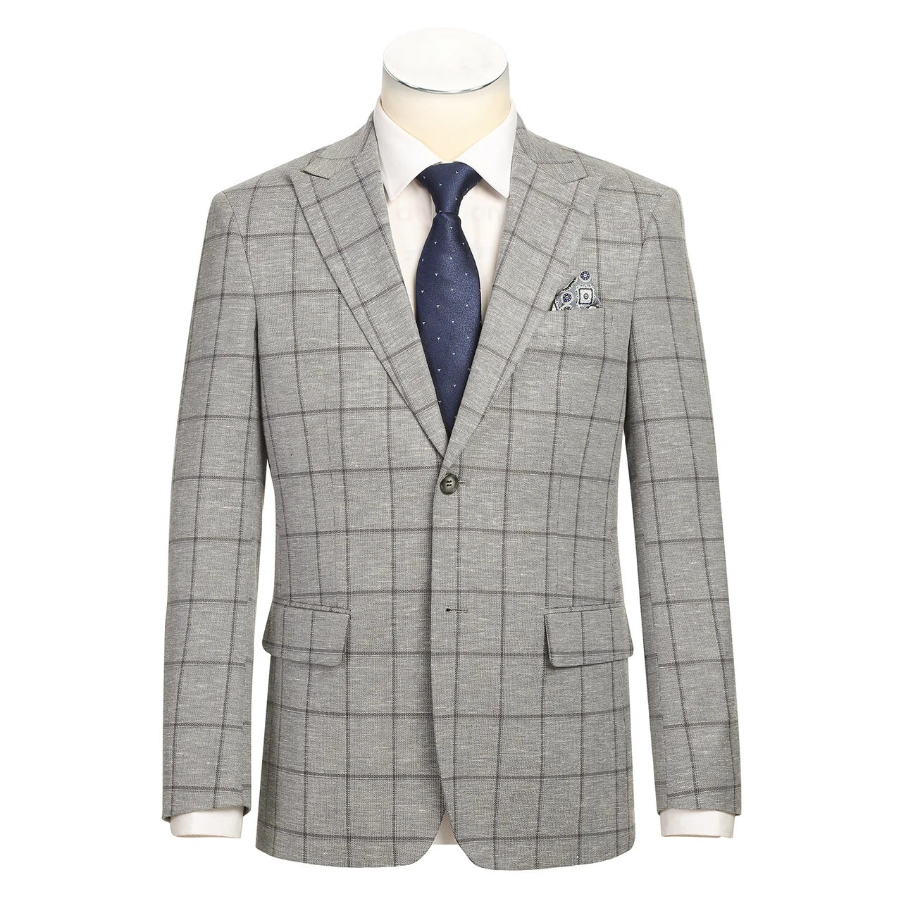 Renoir Gray Windowpane Slim Fit Sport Coat