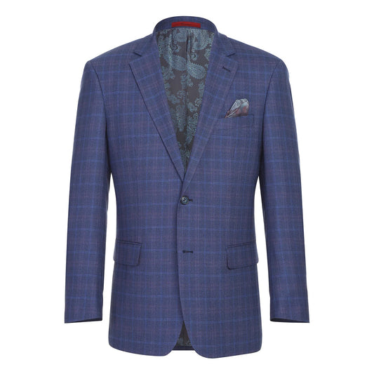 Renoir Blue Windowpane Classic Fit Sport Coat
