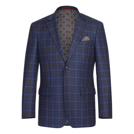 Renoir Blue Plaid Slim Fit Sport Coat