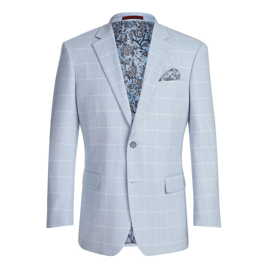 Renoir Light Blue Windowpane Classic Fit Sport Coat