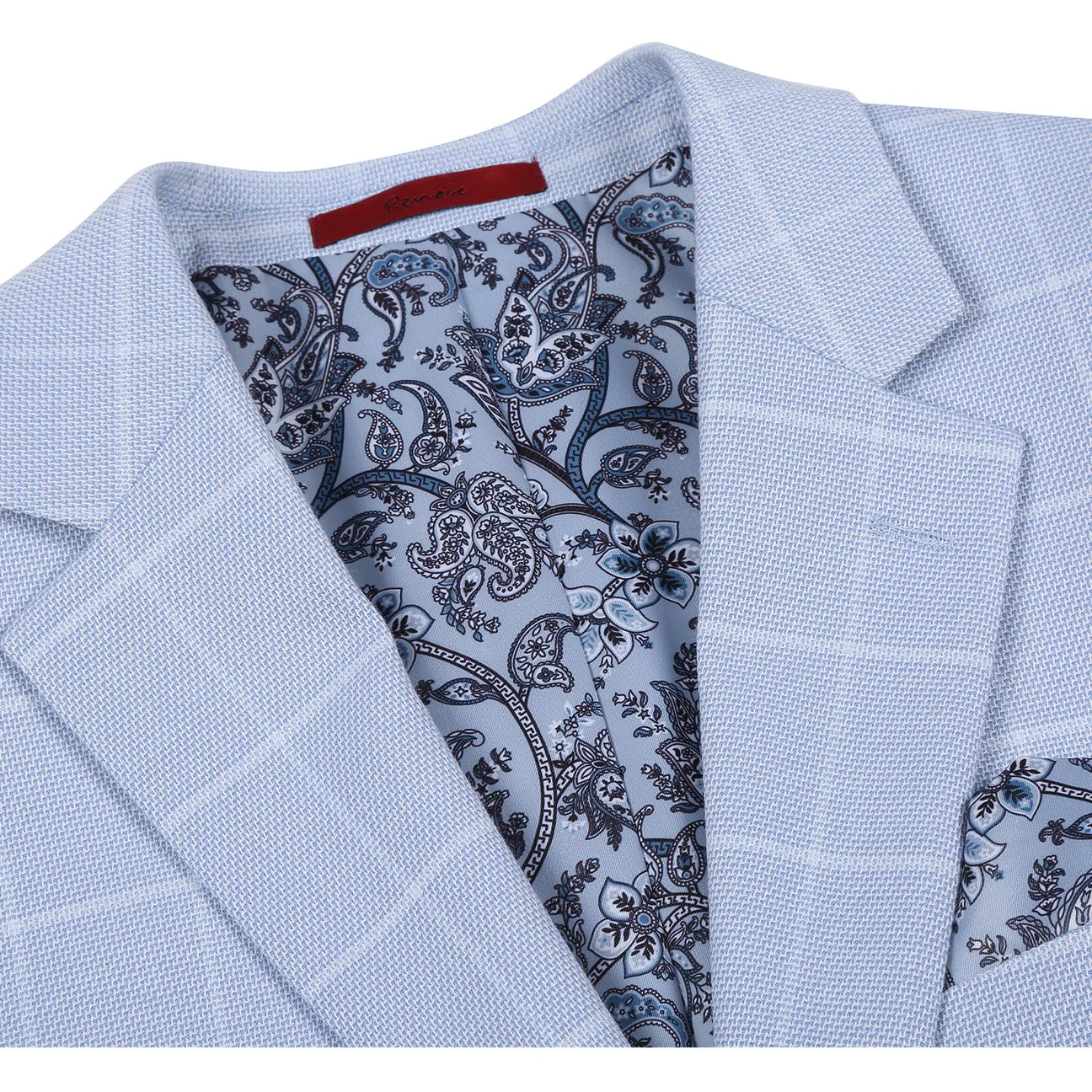 Renoir Light Blue Windowpane Classic Fit Sport Coat