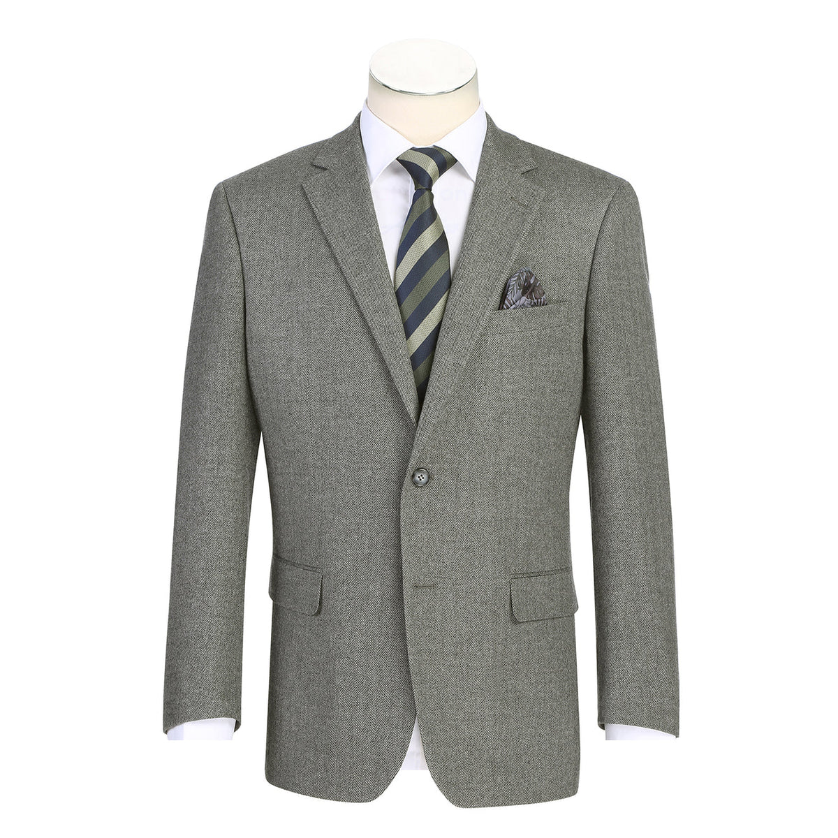 Renoir Gray Herringbone Classic Fit Sport Coat