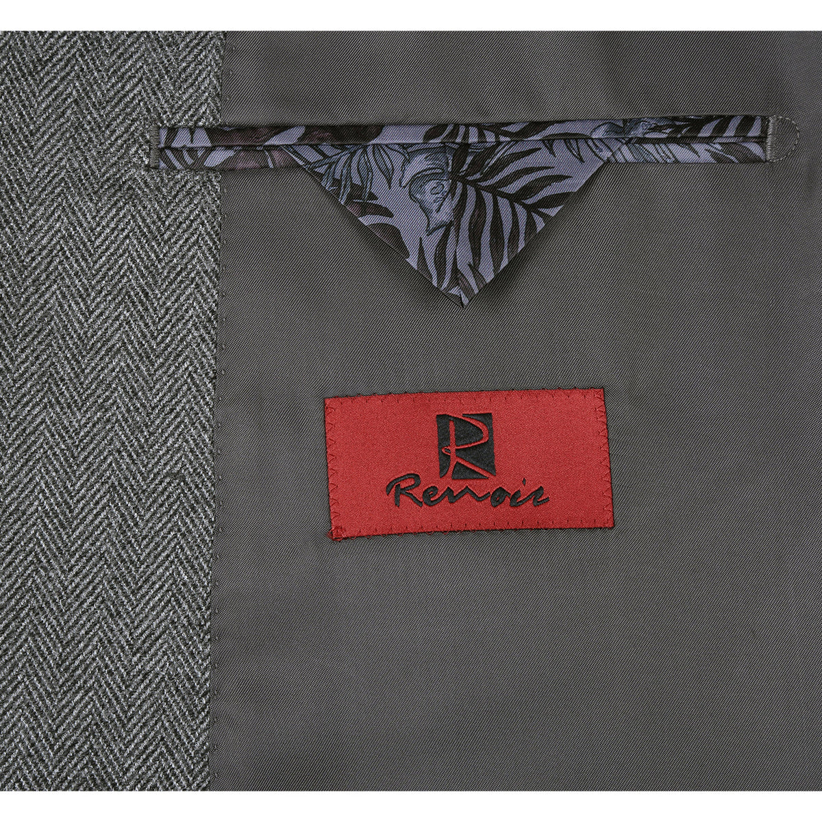 Renoir Gray Herringbone Classic Fit Sport Coat
