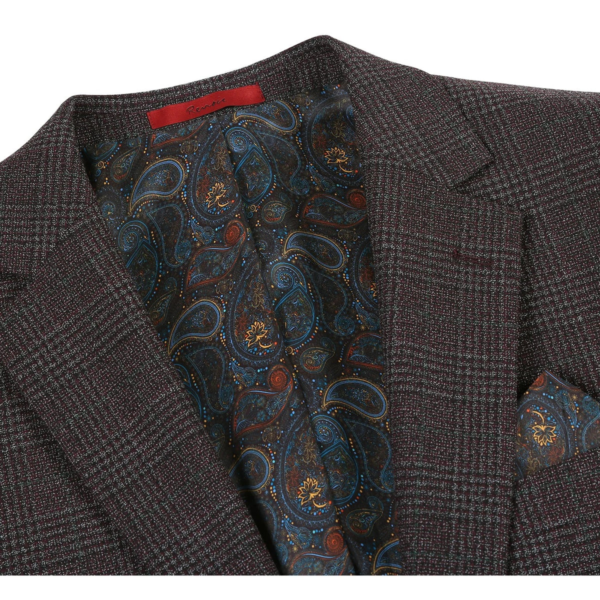 Renoir Red Brown Plaid Slim Fit Sport Coat