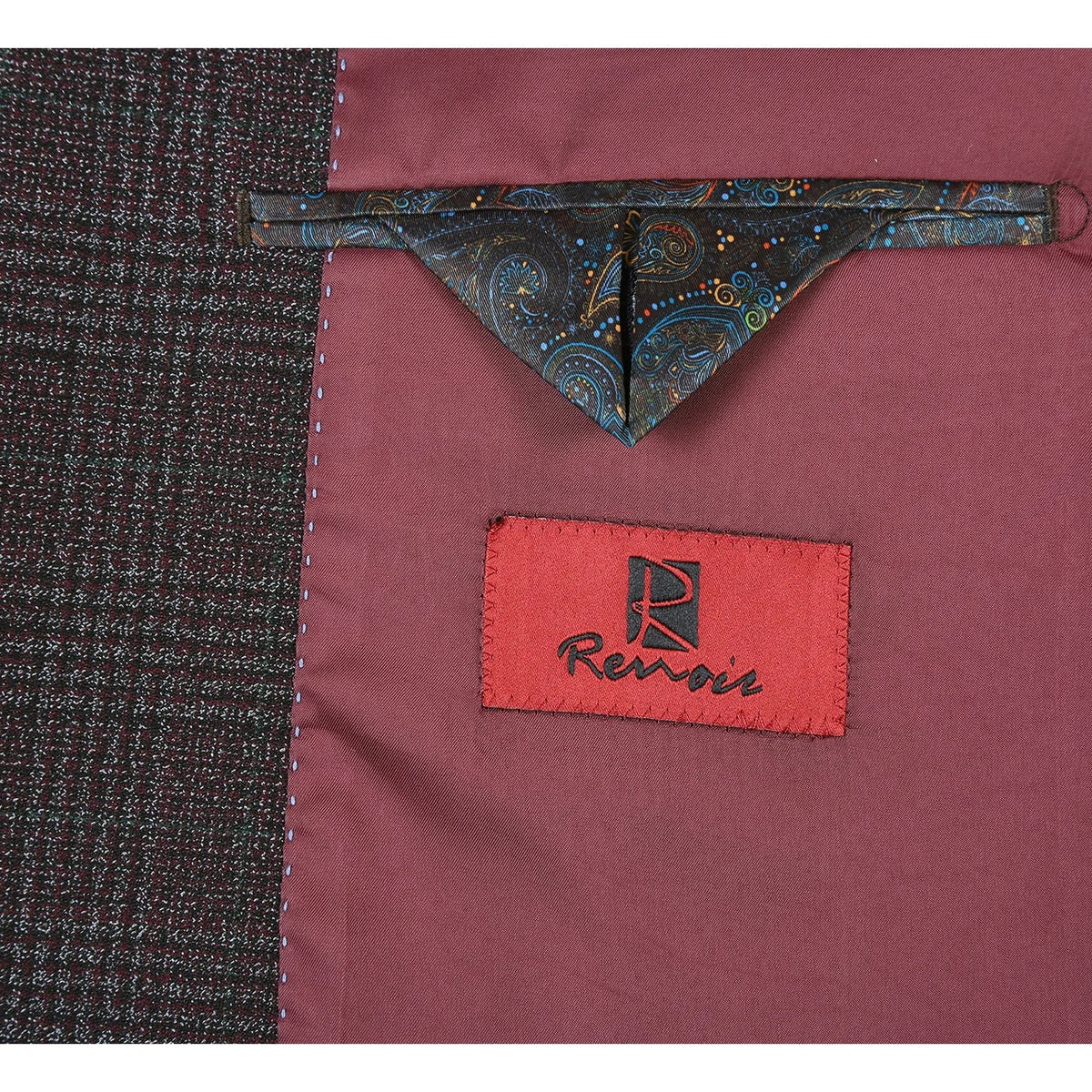 Renoir Red Brown Plaid Slim Fit Sport Coat