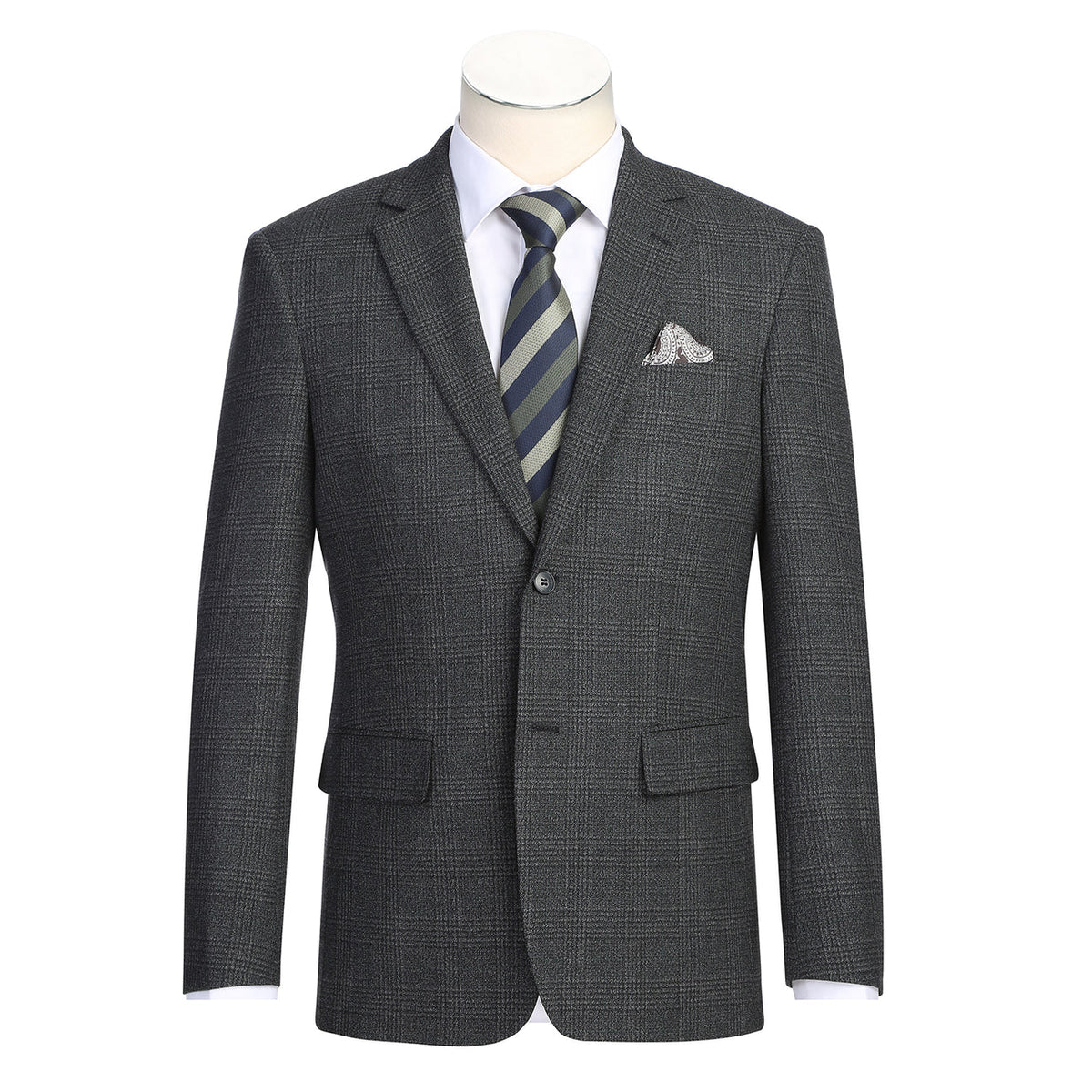 Renoir Charcoal Plaid Slim Fit Sport Coat