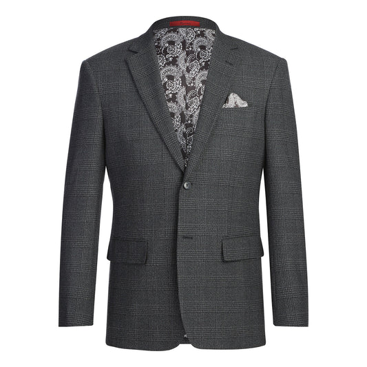 Renoir Charcoal Plaid Slim Fit Sport Coat