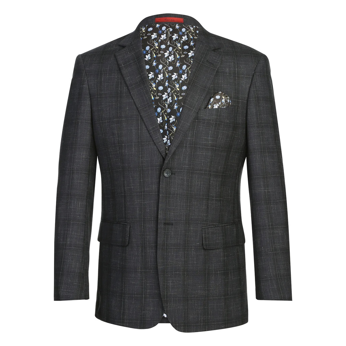 Renoir Pearl Grey Windowpane Slim Fit Sport Coat