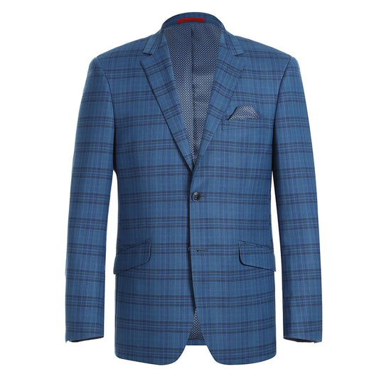 Renoir Blue Plaid Slim Fit Sport Coat