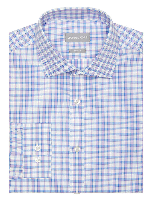 michael kors fine gauge knit dress shirt Michael Kors Men's Slim Fit Non Iron Moisture Wicking Stripe Knit Dress Shirt Blue Size 17.5X32X33 - 17.5X32-33 - Bed Bath & Beyond