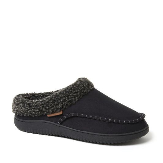 Dearfoams Marshall Microsuede Moc Toe Clog with Berber Cuff