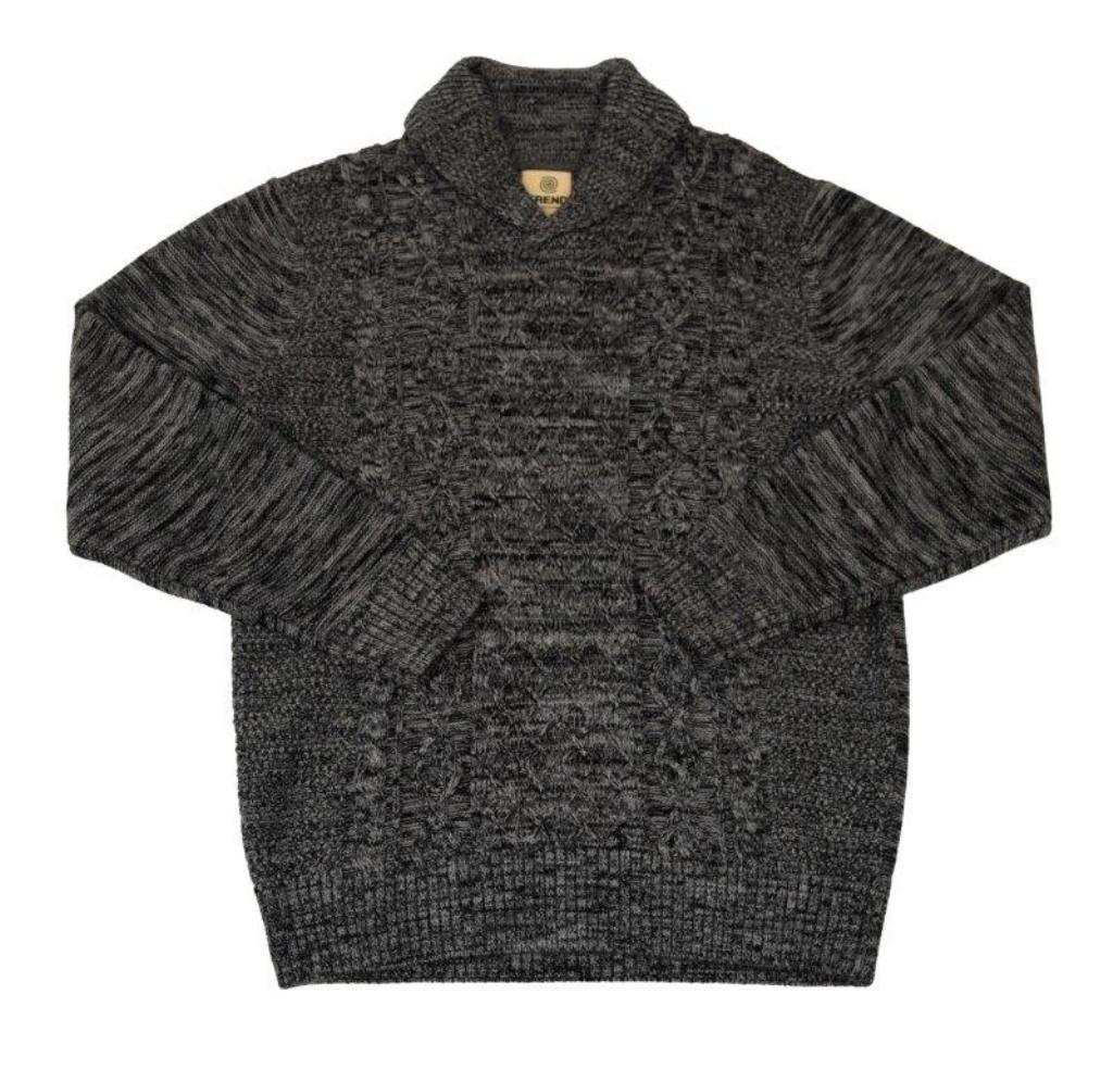 Trend by Fusion Marled Cable Knit Shawl Collar Sweater