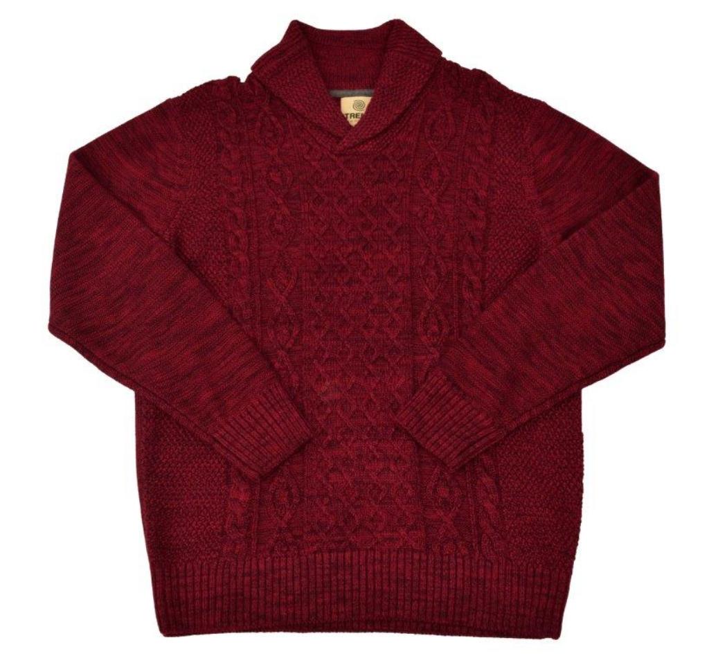Trend by Fusion Marled Cable Knit Shawl Collar Sweater