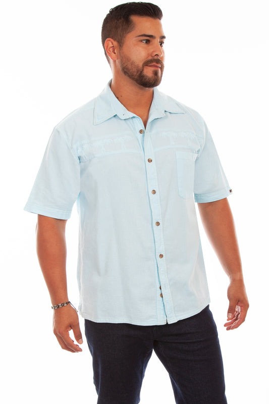 Farthest Point Casuals Palm Embroidery Shirt