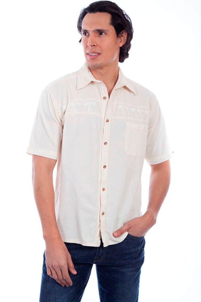 Farthest Point Casuals Palm Embroidery Shirt