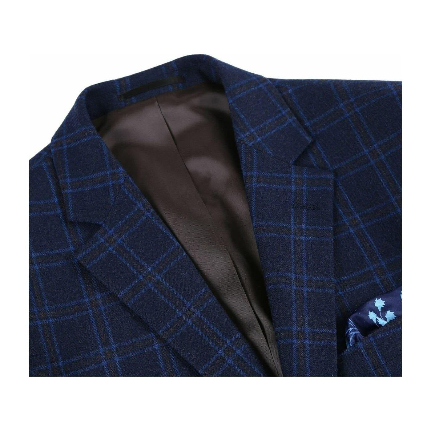 Renoir Navy Windowpane Classic Fit Sport Coat
