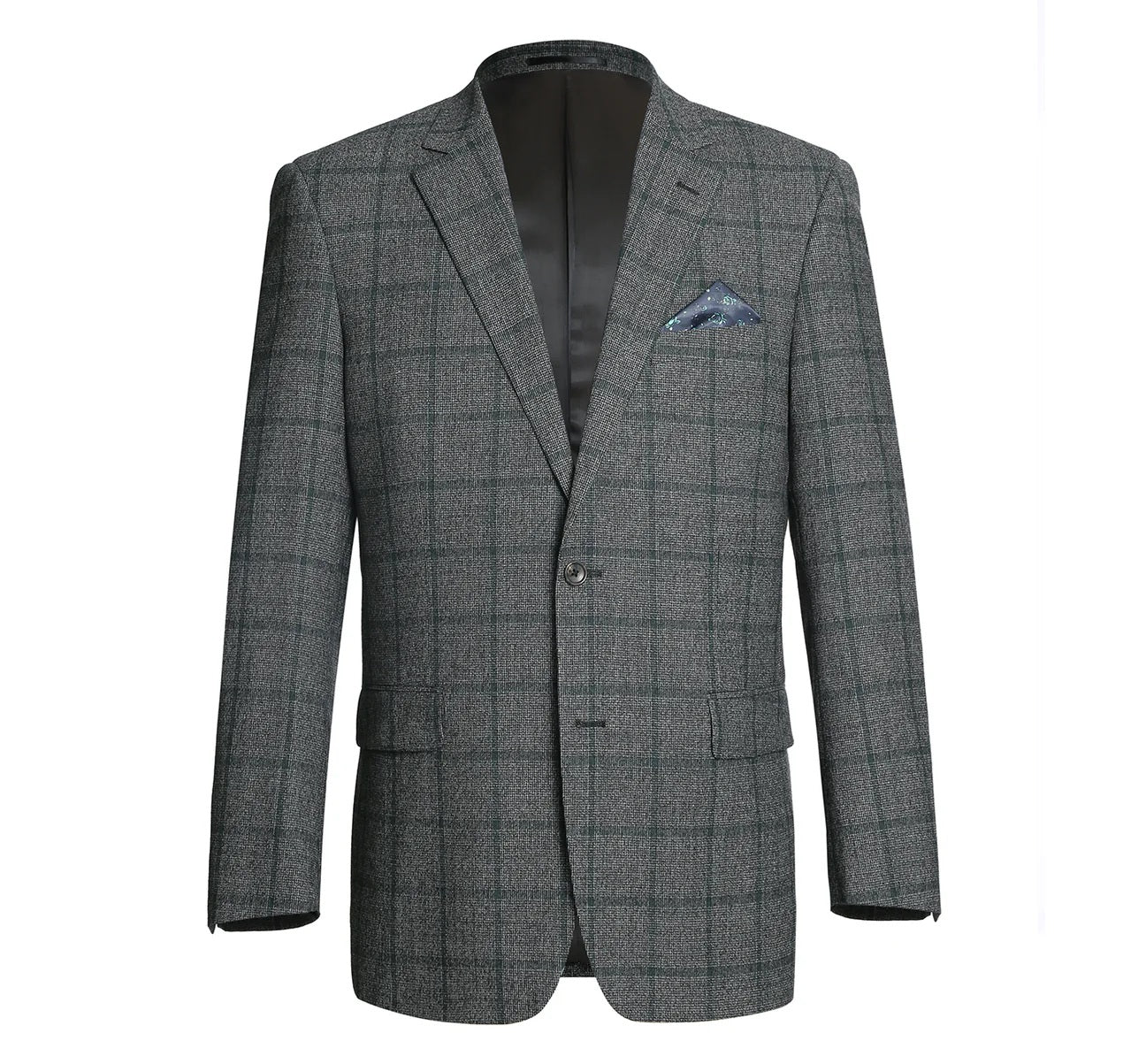 Renoir Grey Windowpane Classic Fit Sport Coat