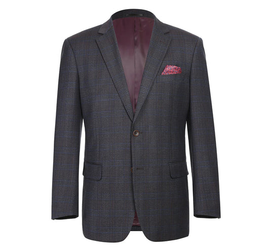 Renoir Burgundy Plaid Classic Fit Sport Coat