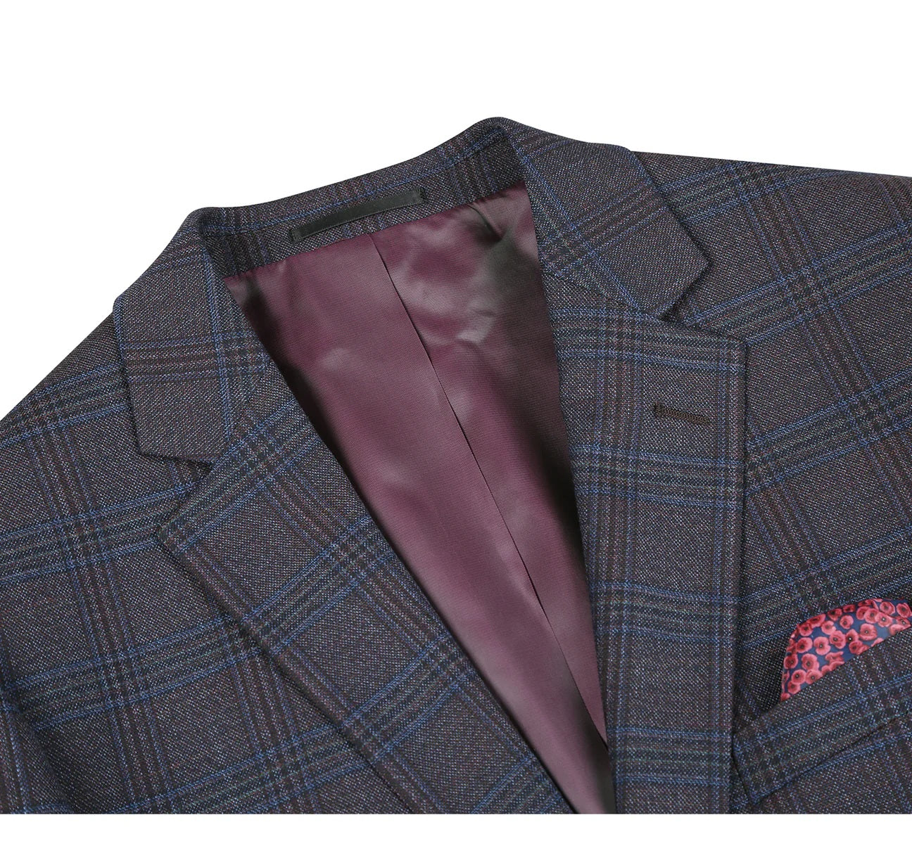Renoir Burgundy Plaid Classic Fit Sport Coat