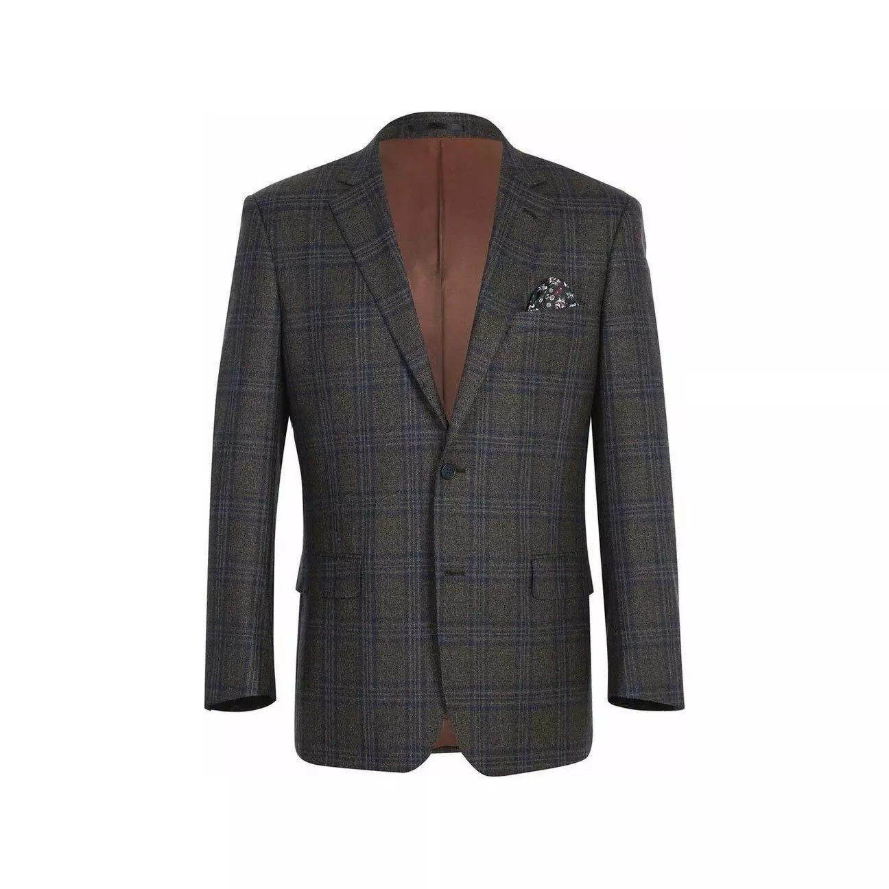 Renoir Brown Plaid Classic Fit Sport Coat